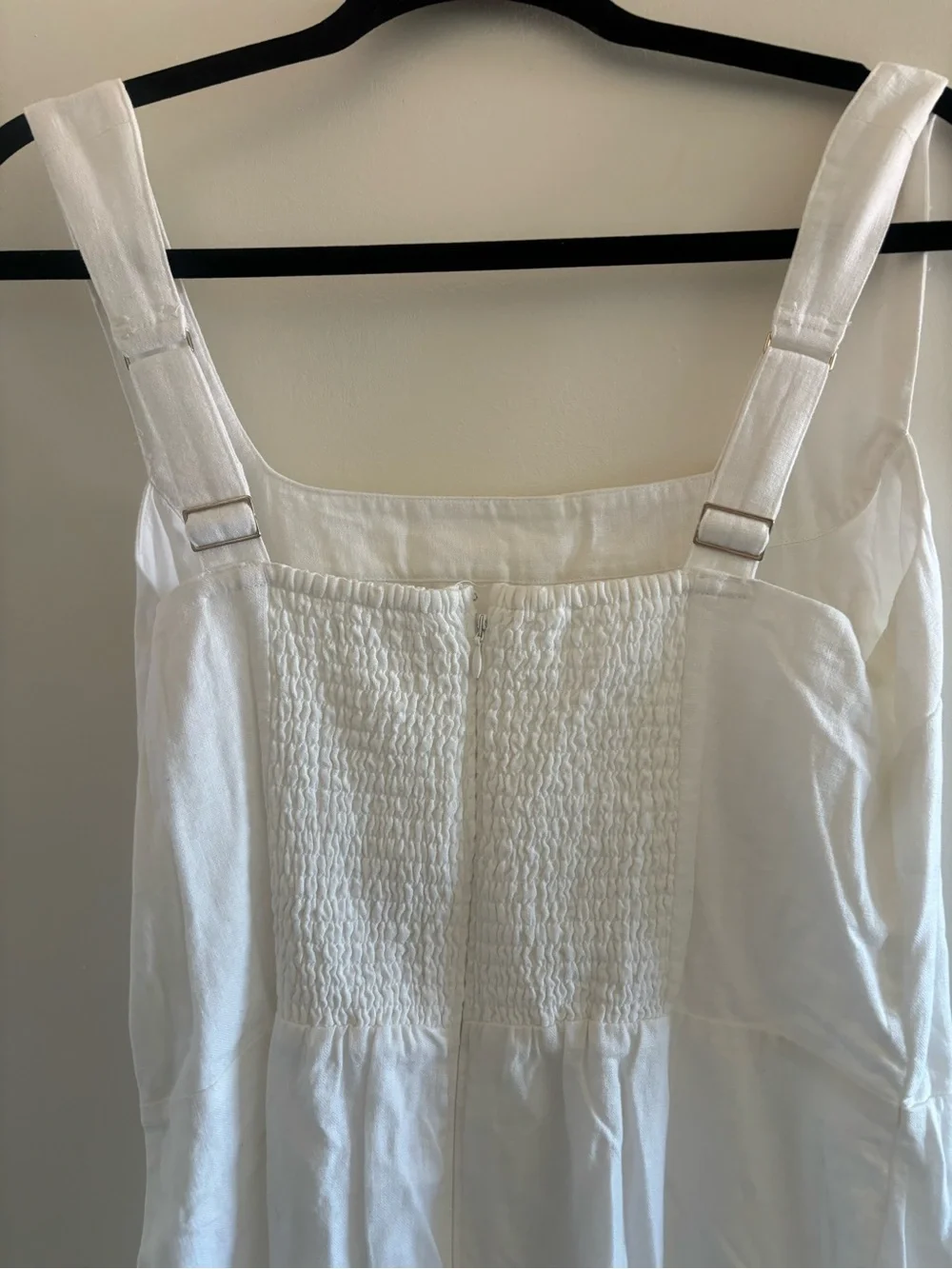 NWT Abercrombie and Fitch White Linen blend Square-Neck Midi Dress